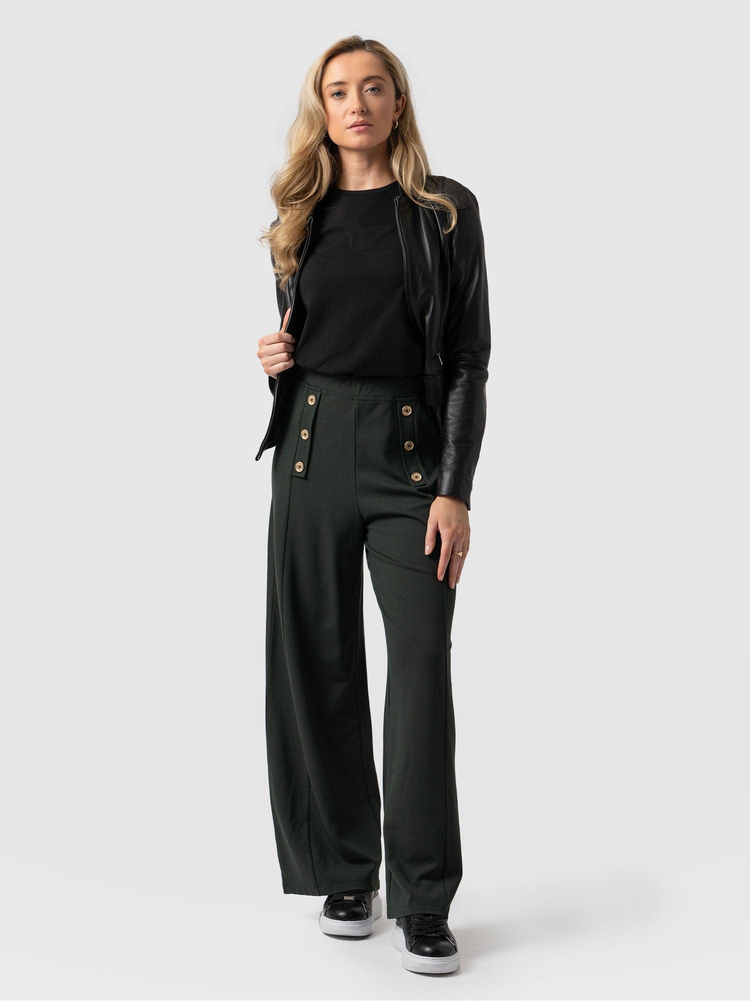 Chelsea Pant Bottle Green Jersey - Women's Trousers | Saint + Sofia® UK